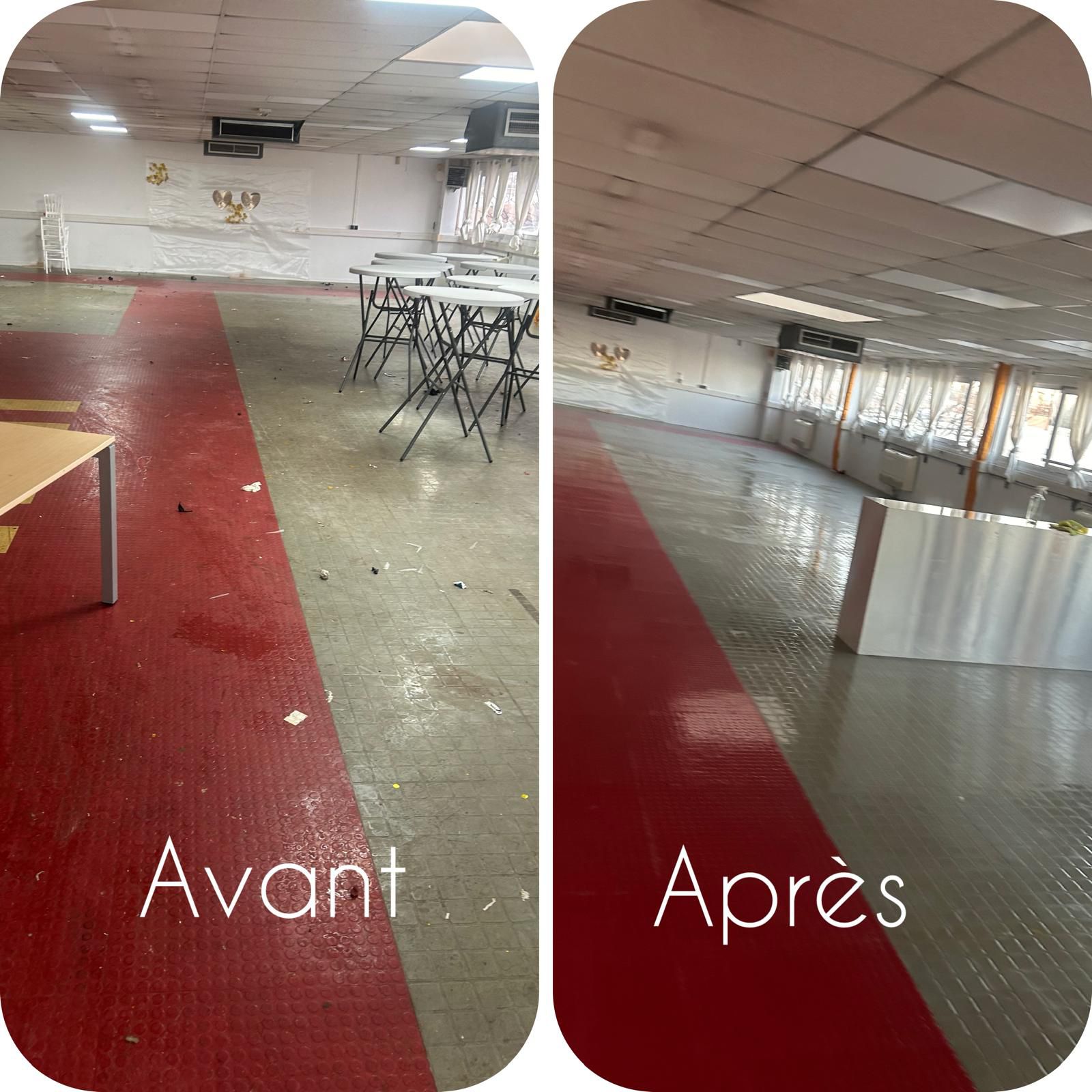 Salle Événement Sol Industriel - AVANT & APRÈS
