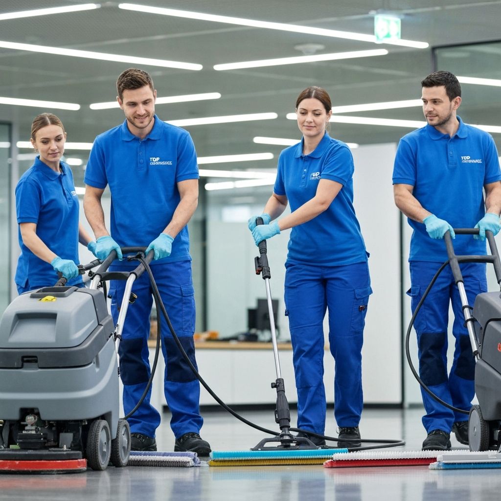 Équipe TOP SERVICE en uniformes marqués